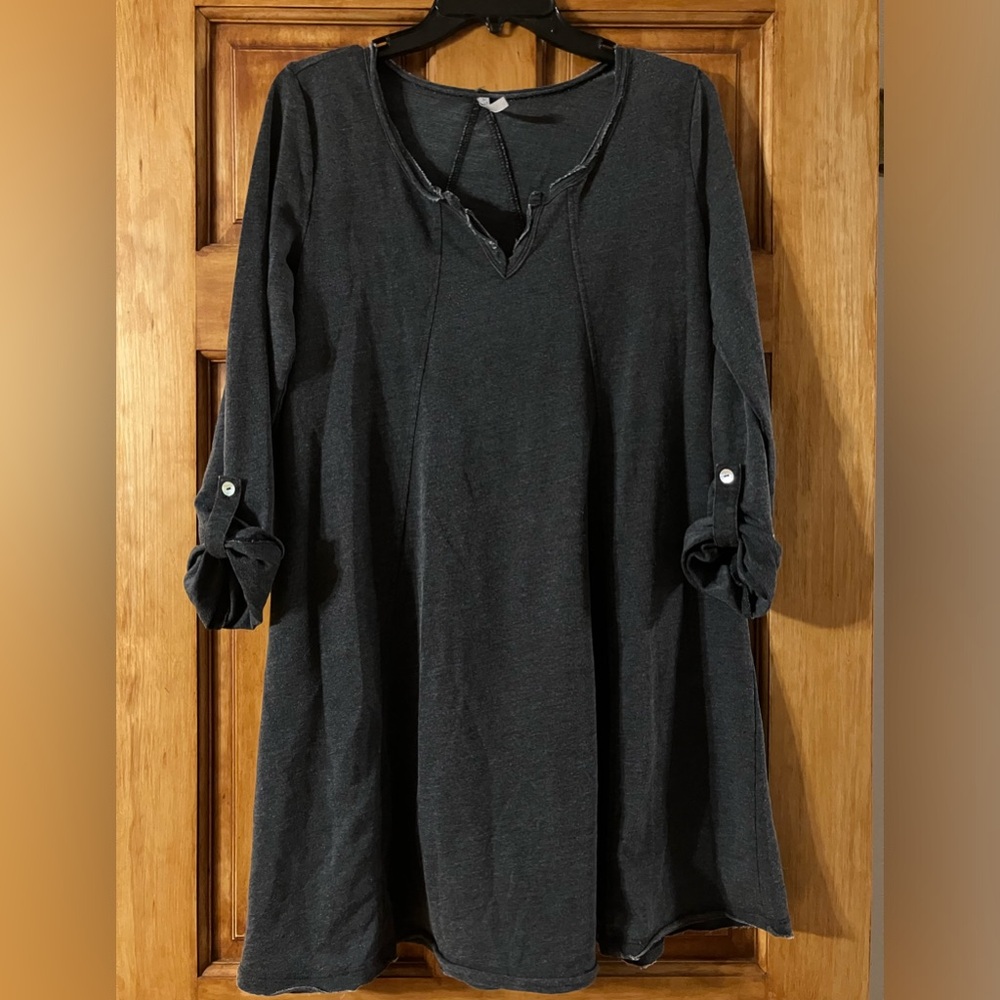 Z Supply Charcoal Rolled Sleeve Dress